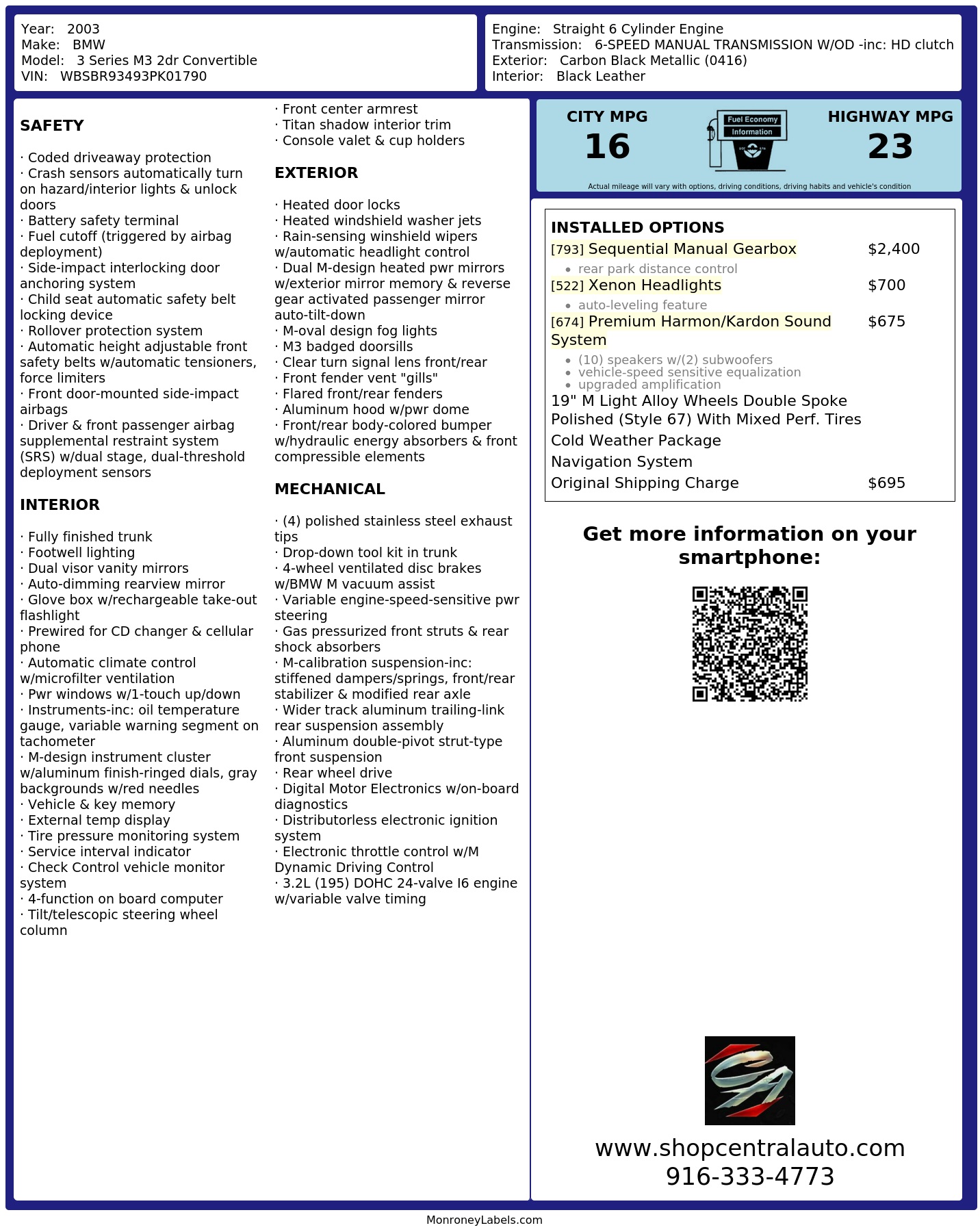 Monroney Label