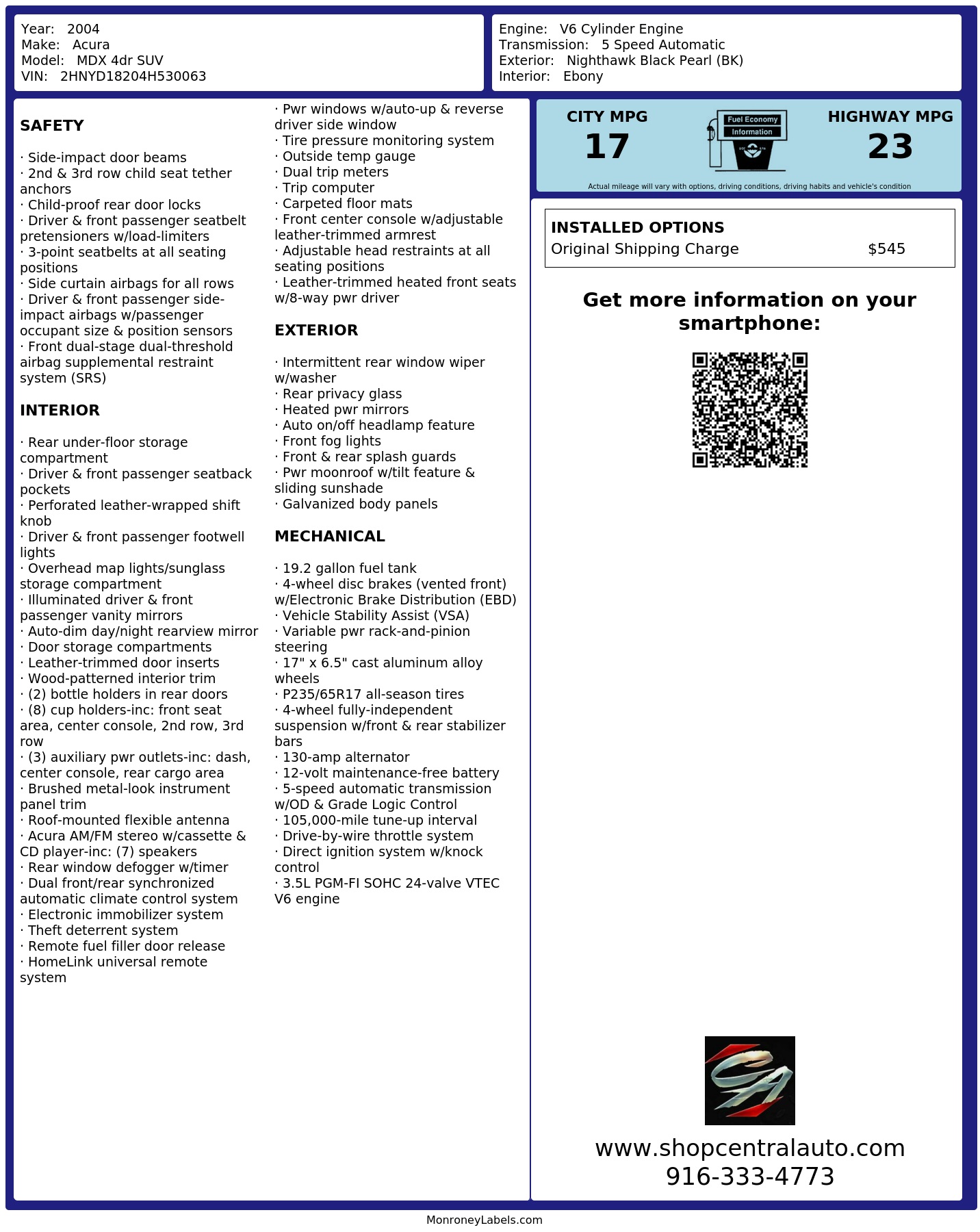 Monroney Label