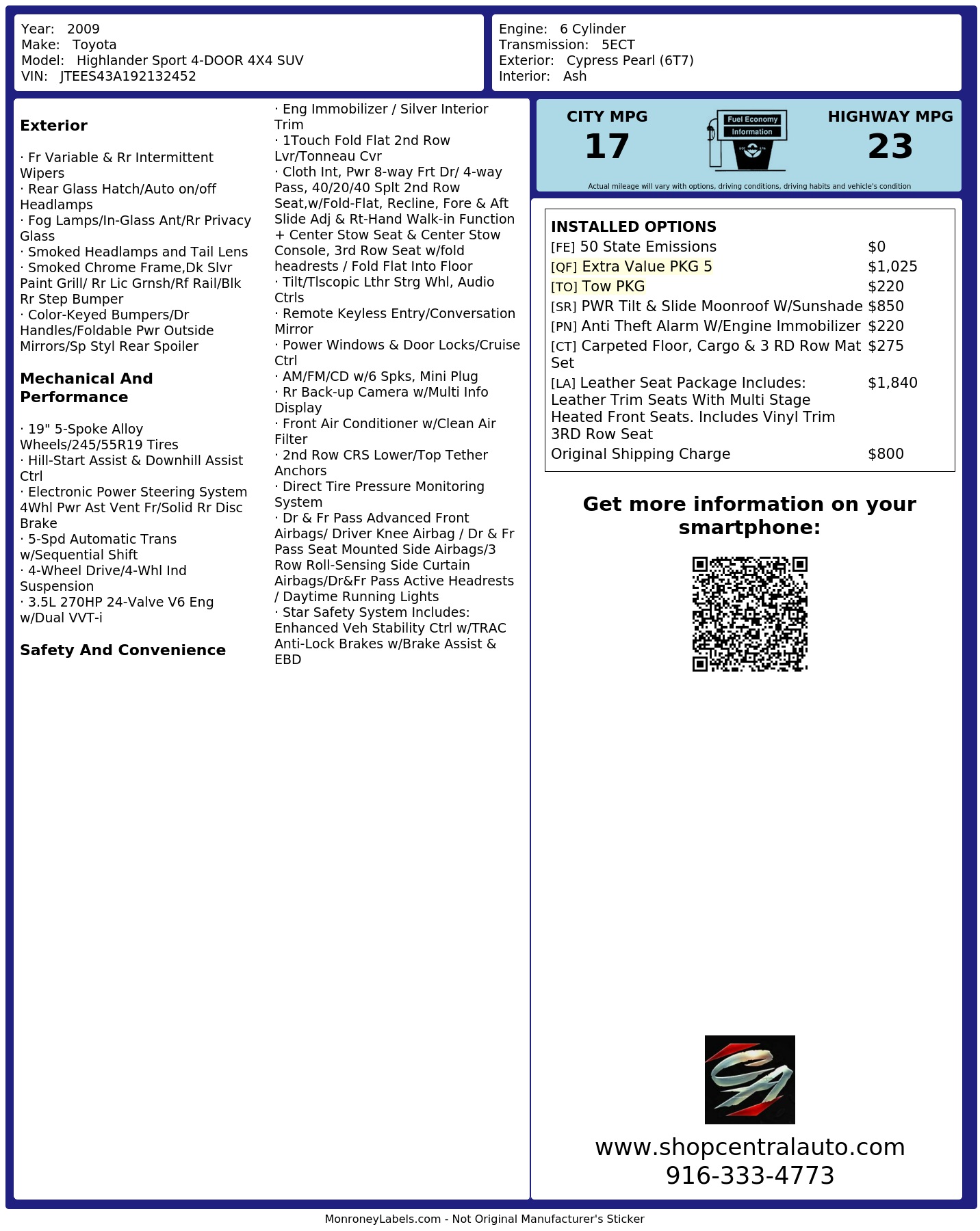 Monroney Label