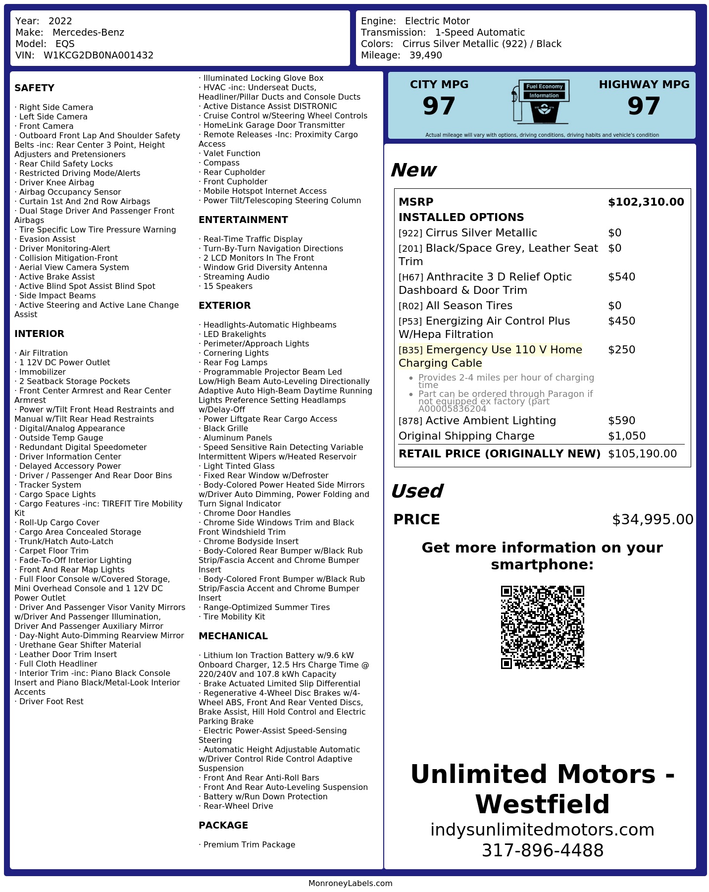 Monroney Label