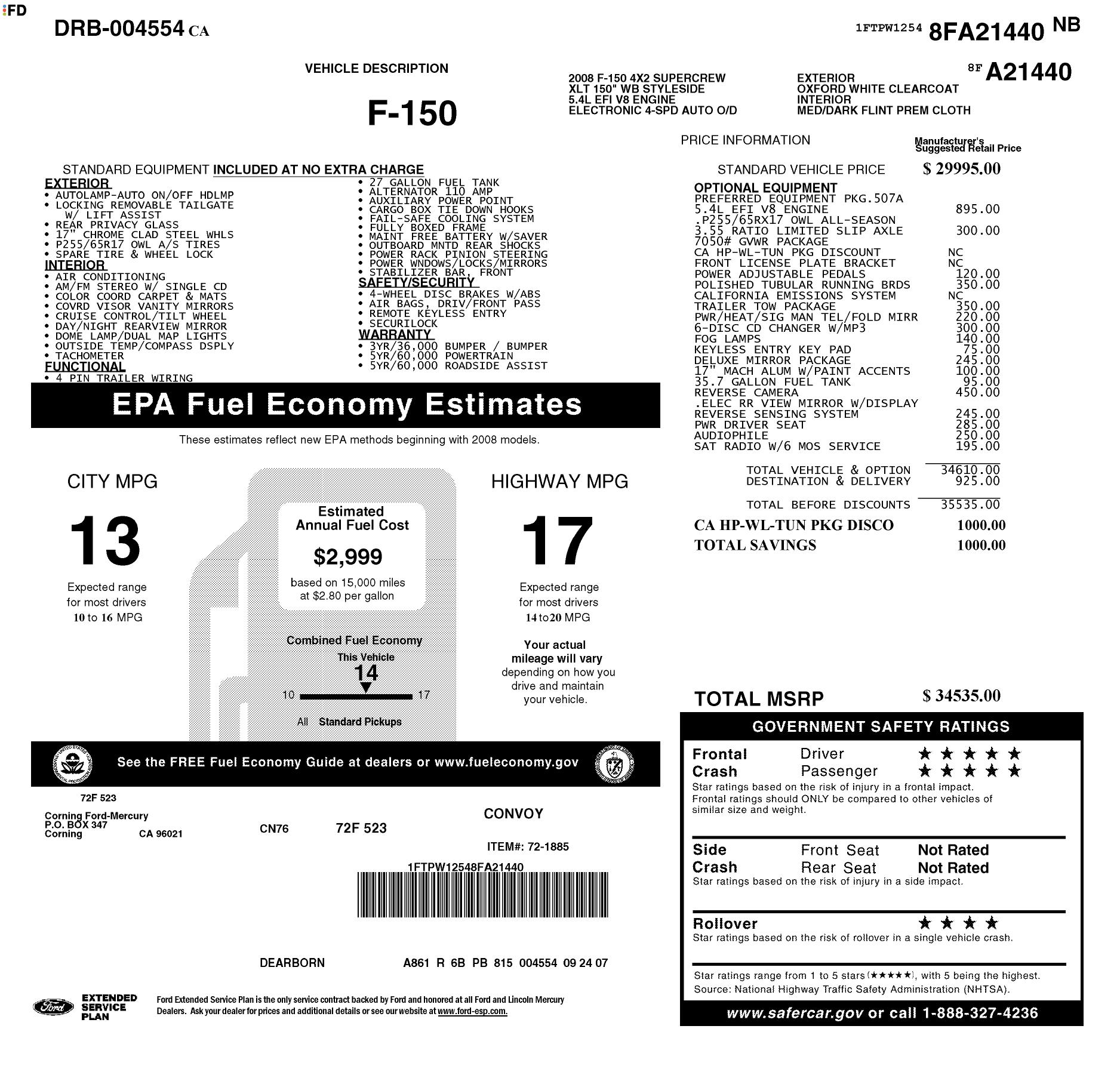 Monroney Label