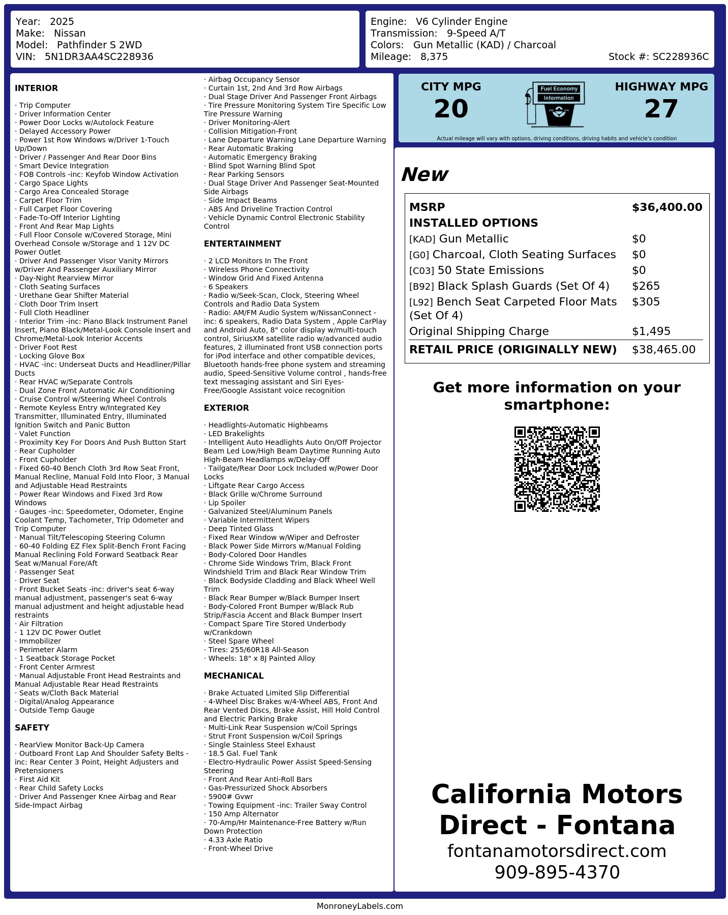 Monroney Label