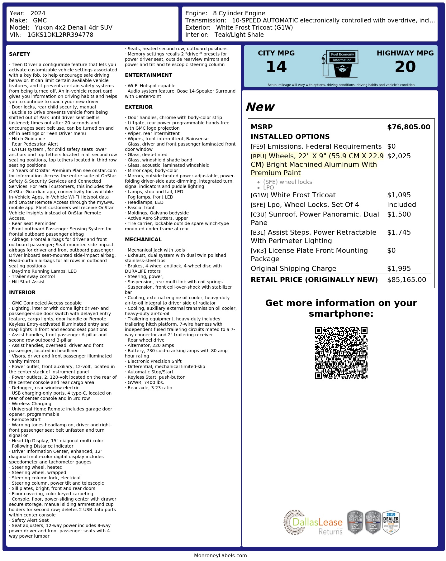 Monroney Label