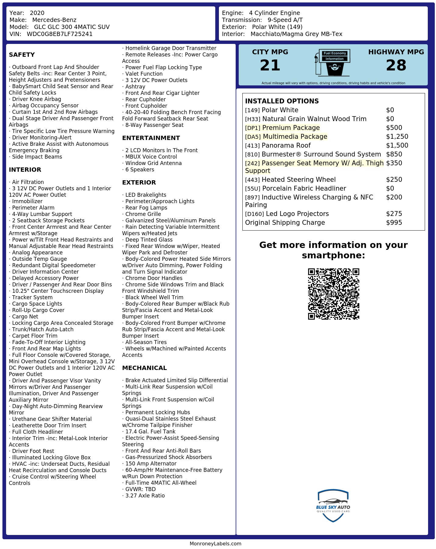 Monroney Label