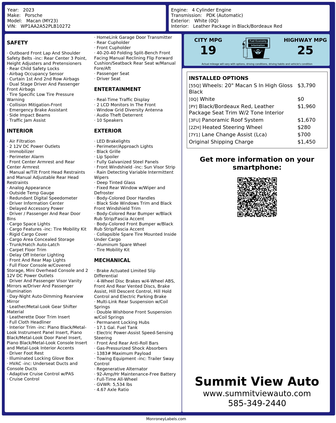 Monroney Label