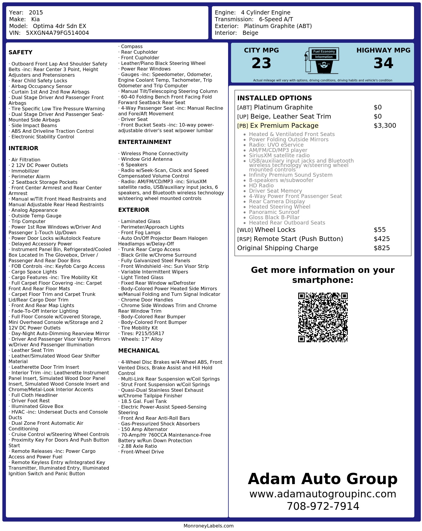 Monroney Label