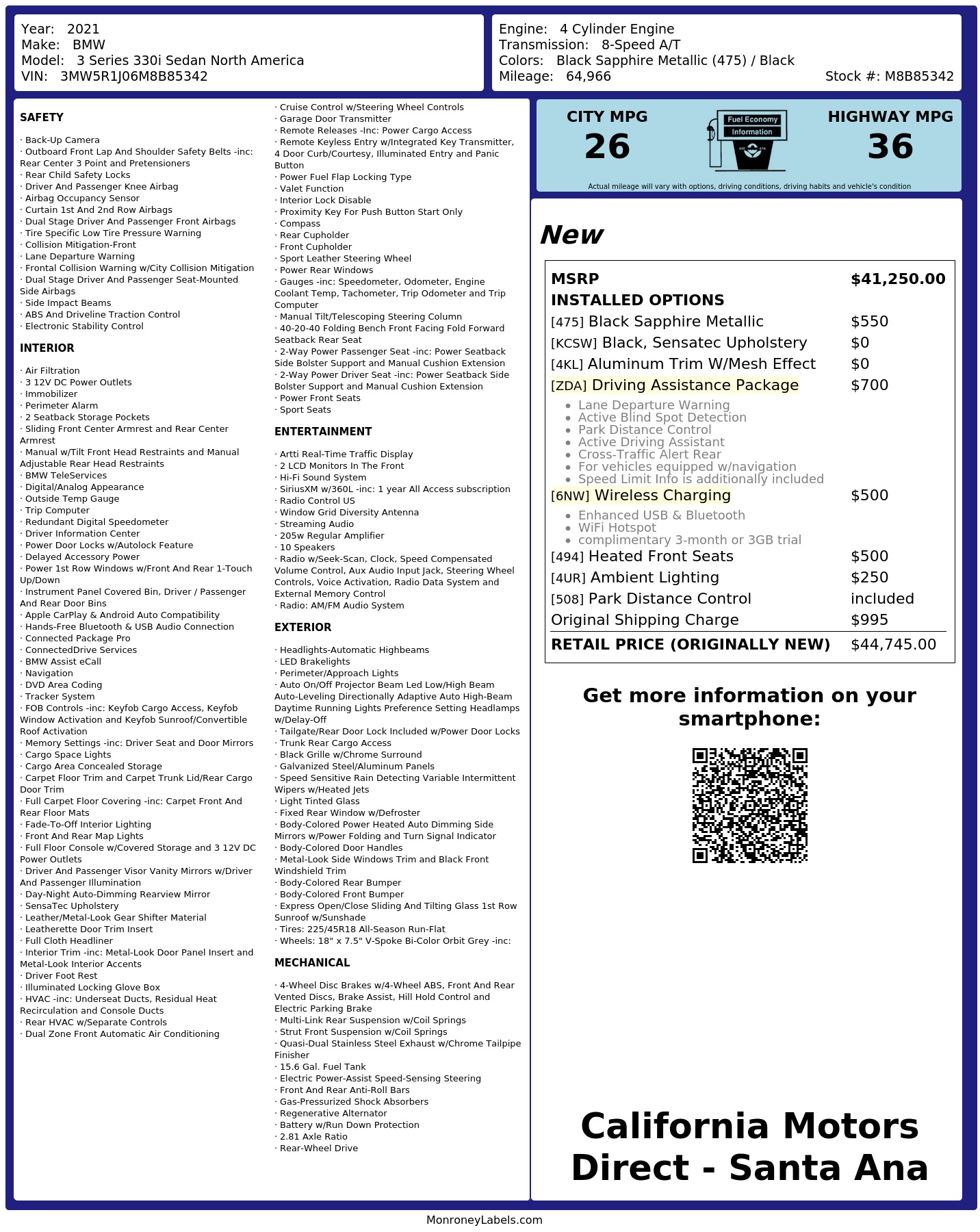 Monroney Label