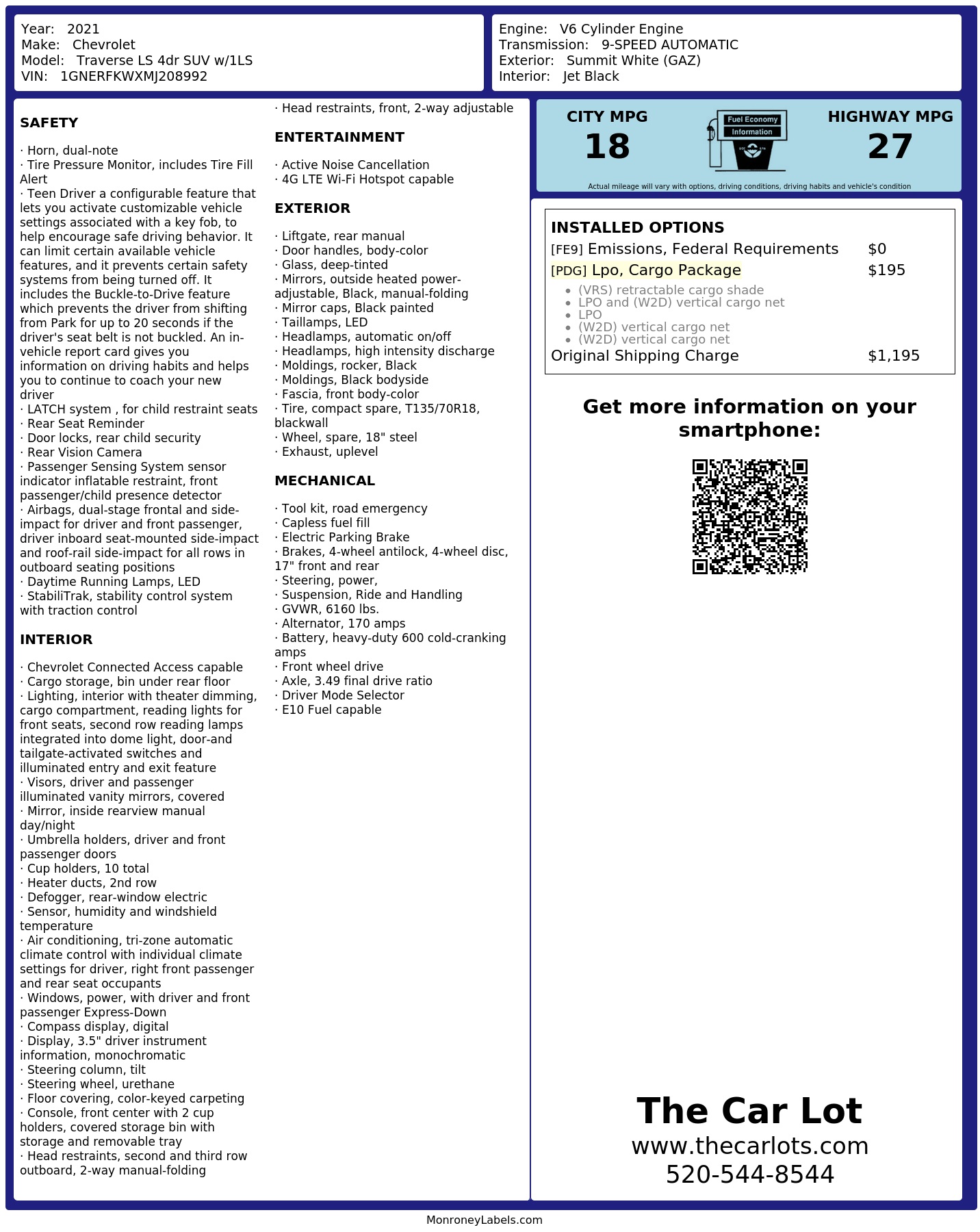 Monroney Label