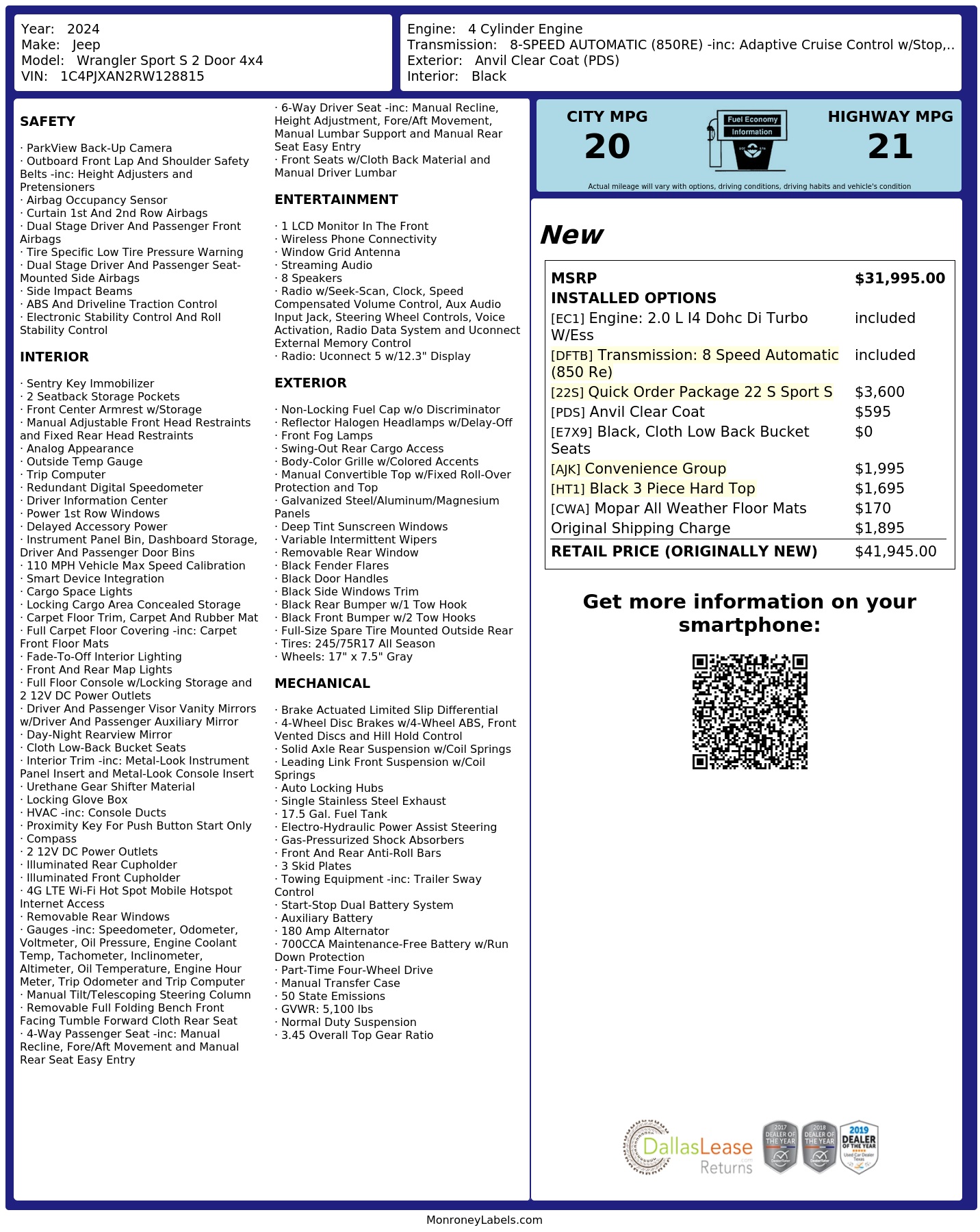 Monroney Label