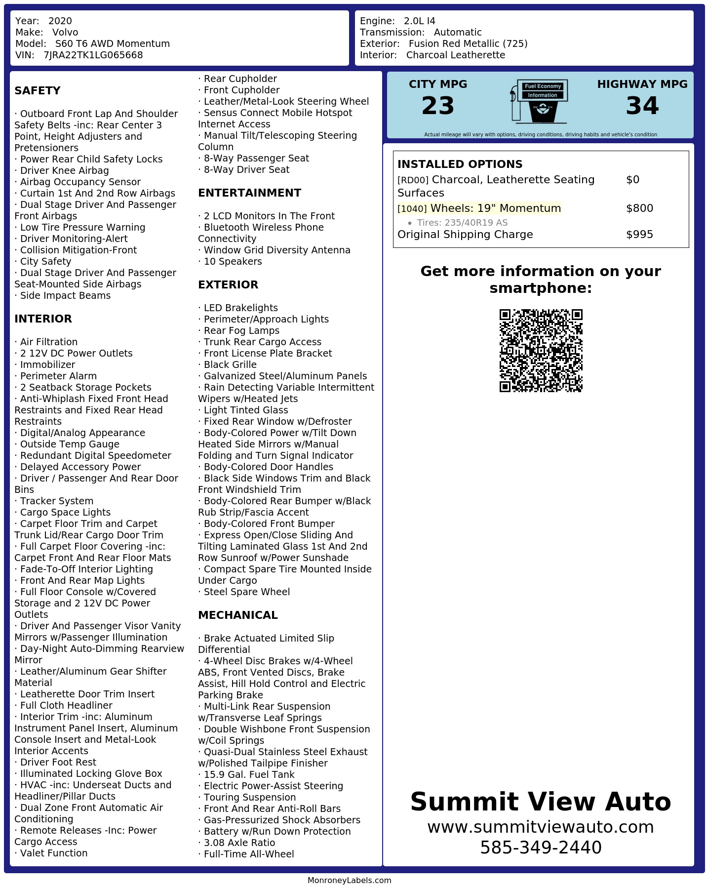 Monroney Label