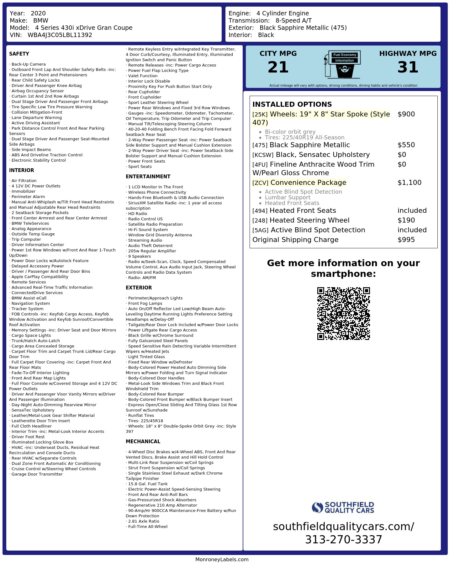 Monroney Label