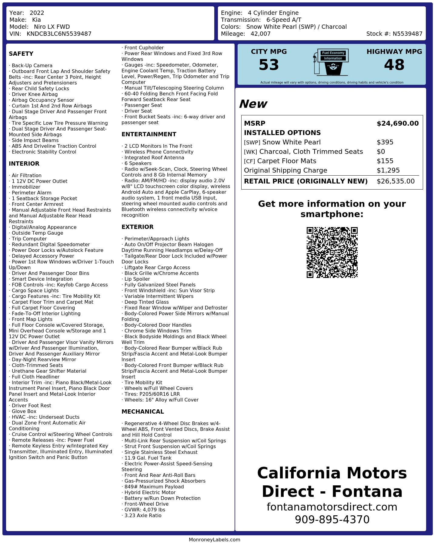 Monroney Label