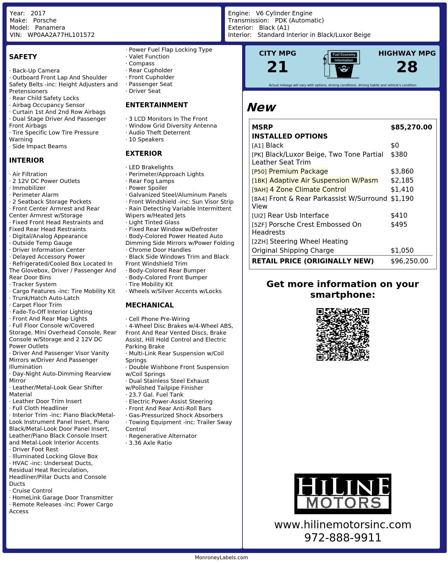 Monroney Label