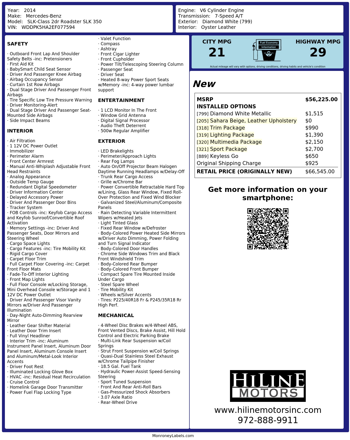 Monroney Label