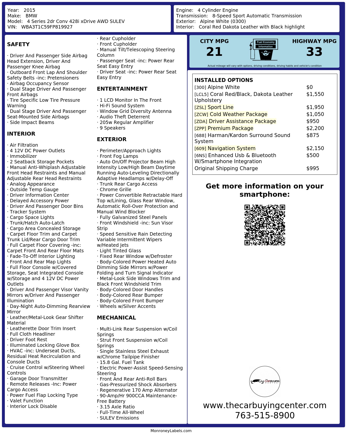 Monroney Label