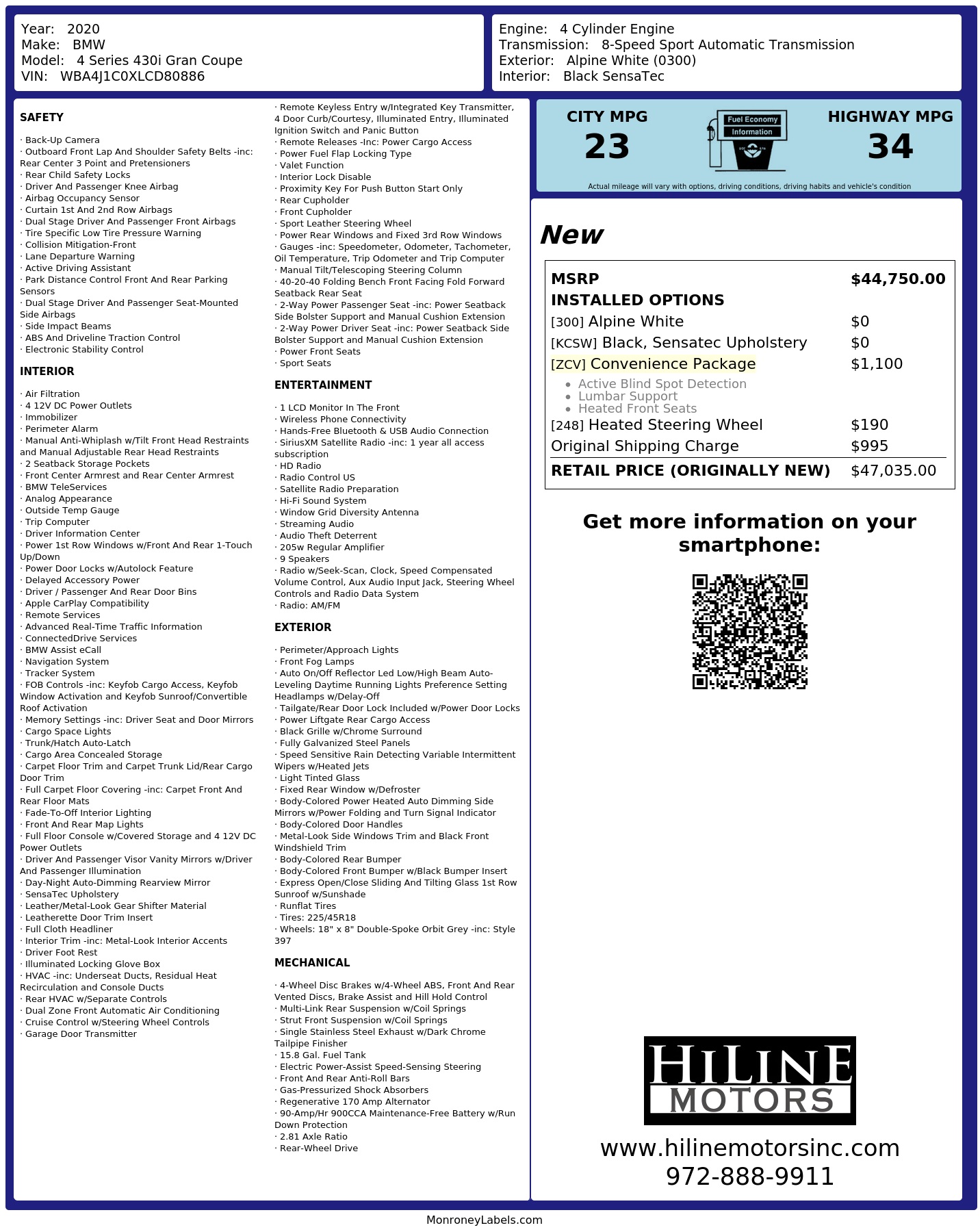 Monroney Label