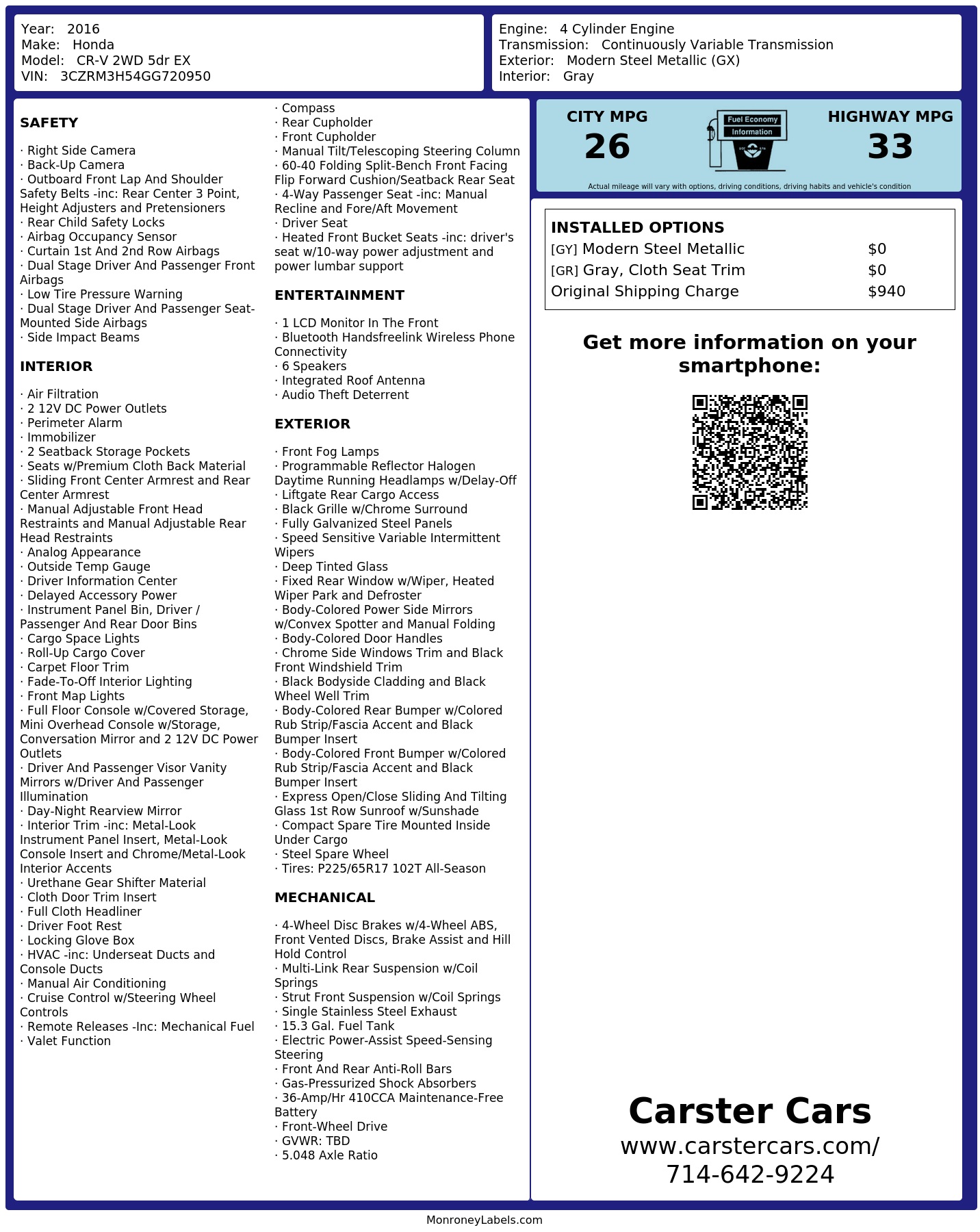 Monroney Label