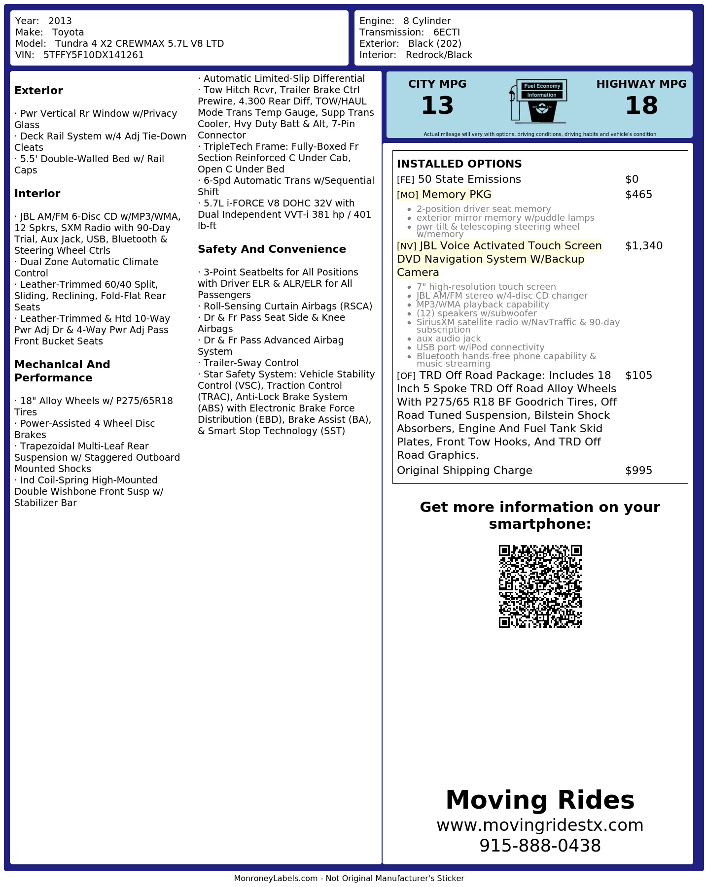 Monroney Label