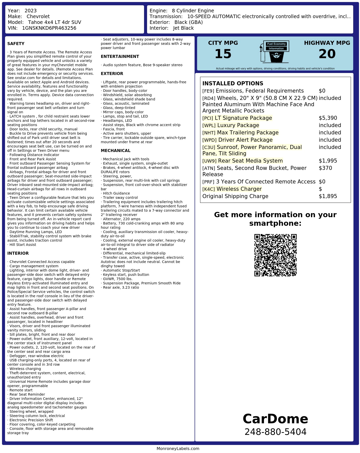 Monroney Label