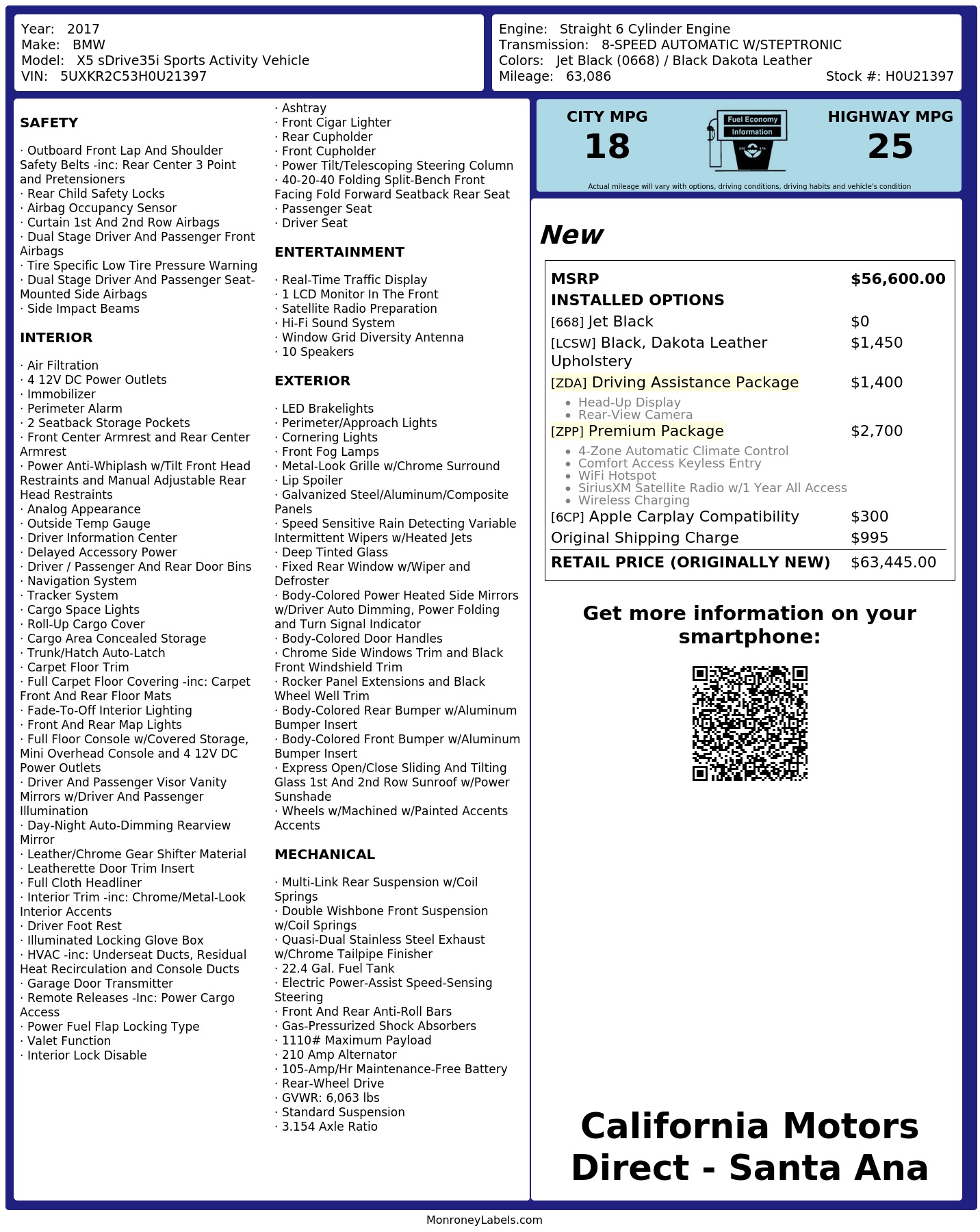Monroney Label