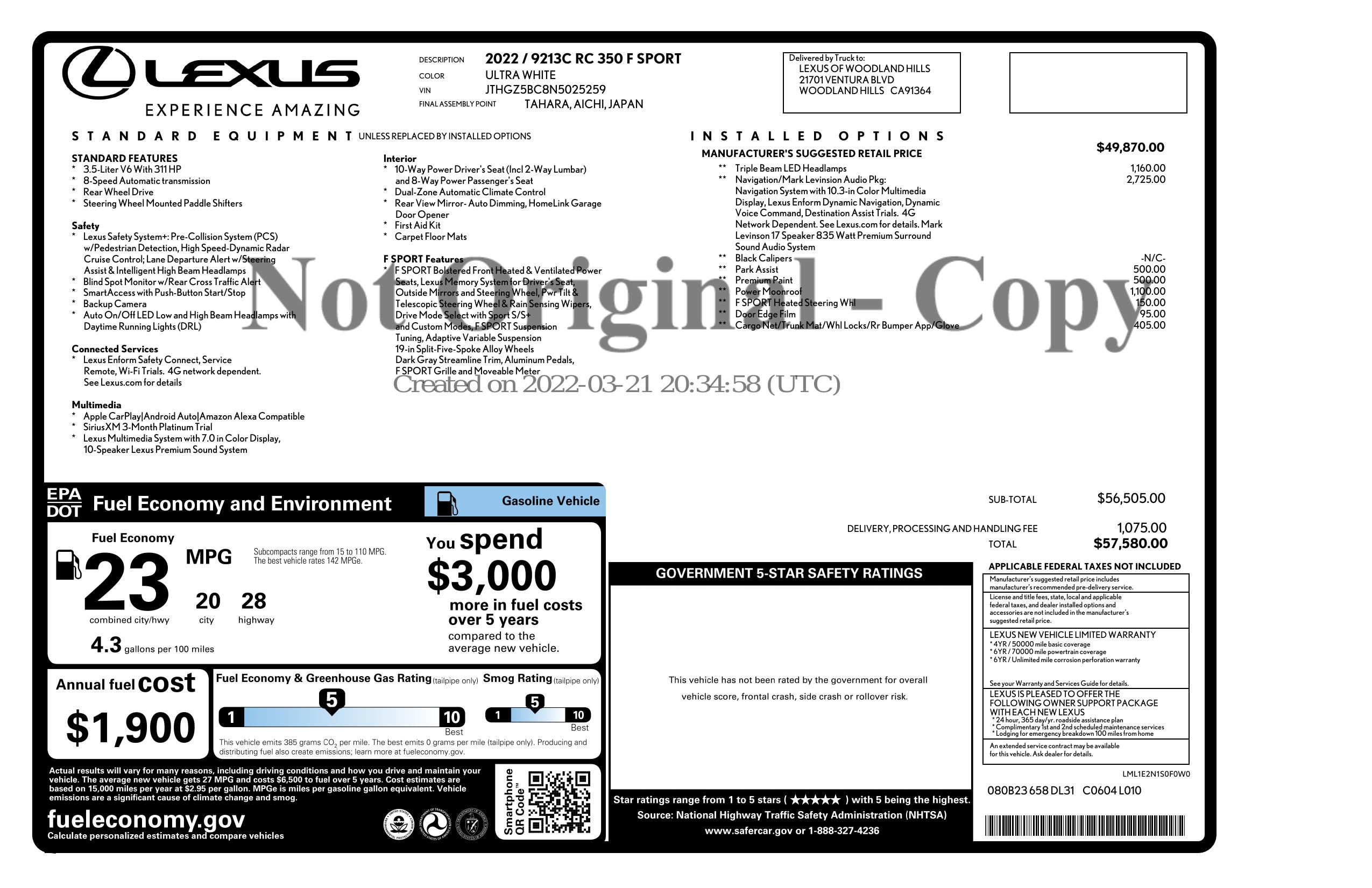 Monroney Label