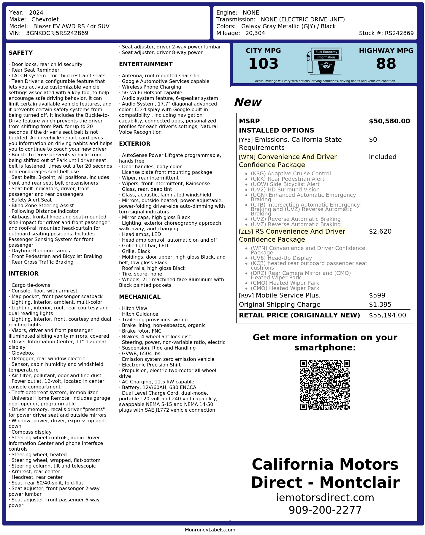 Monroney Label
