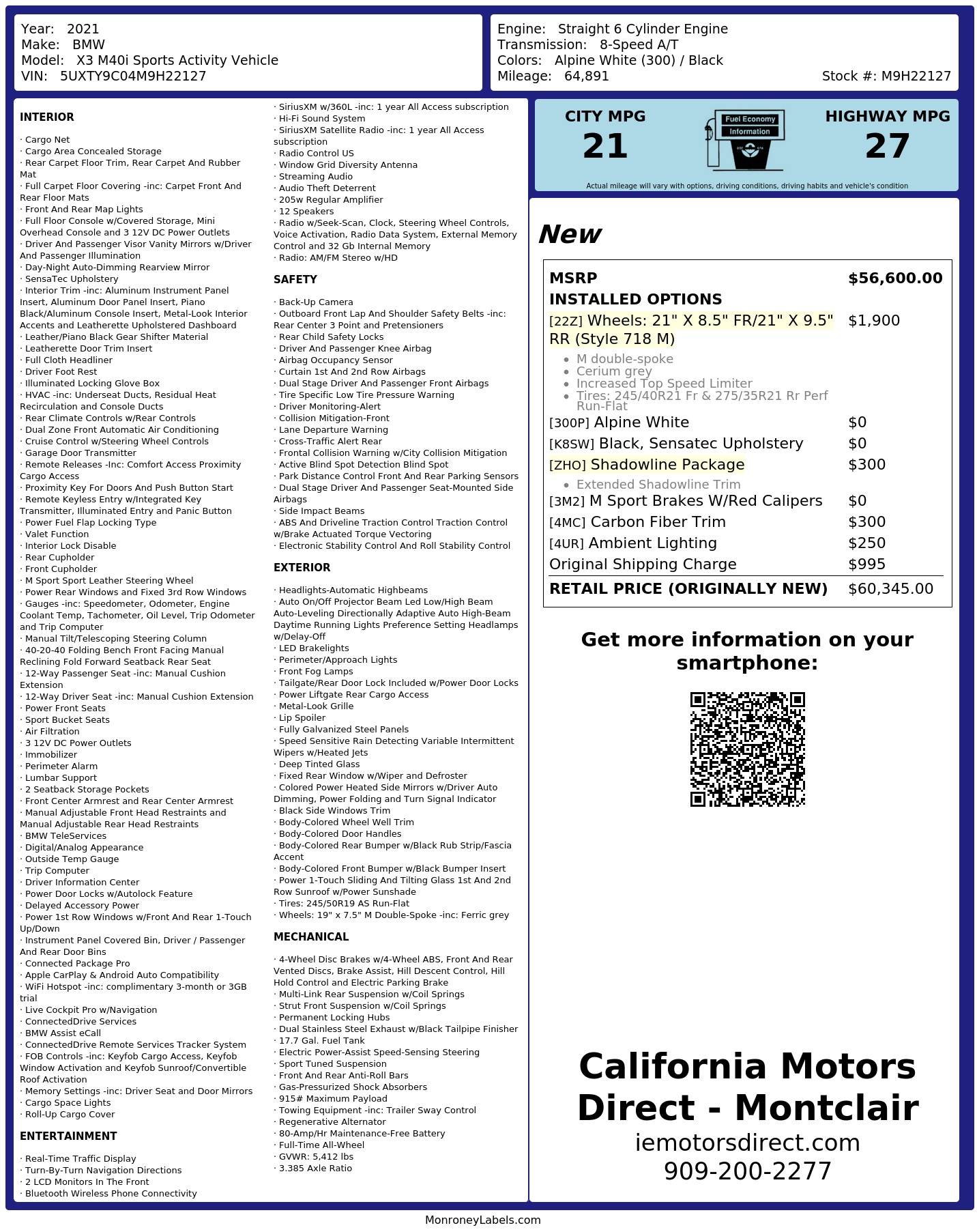 Monroney Label