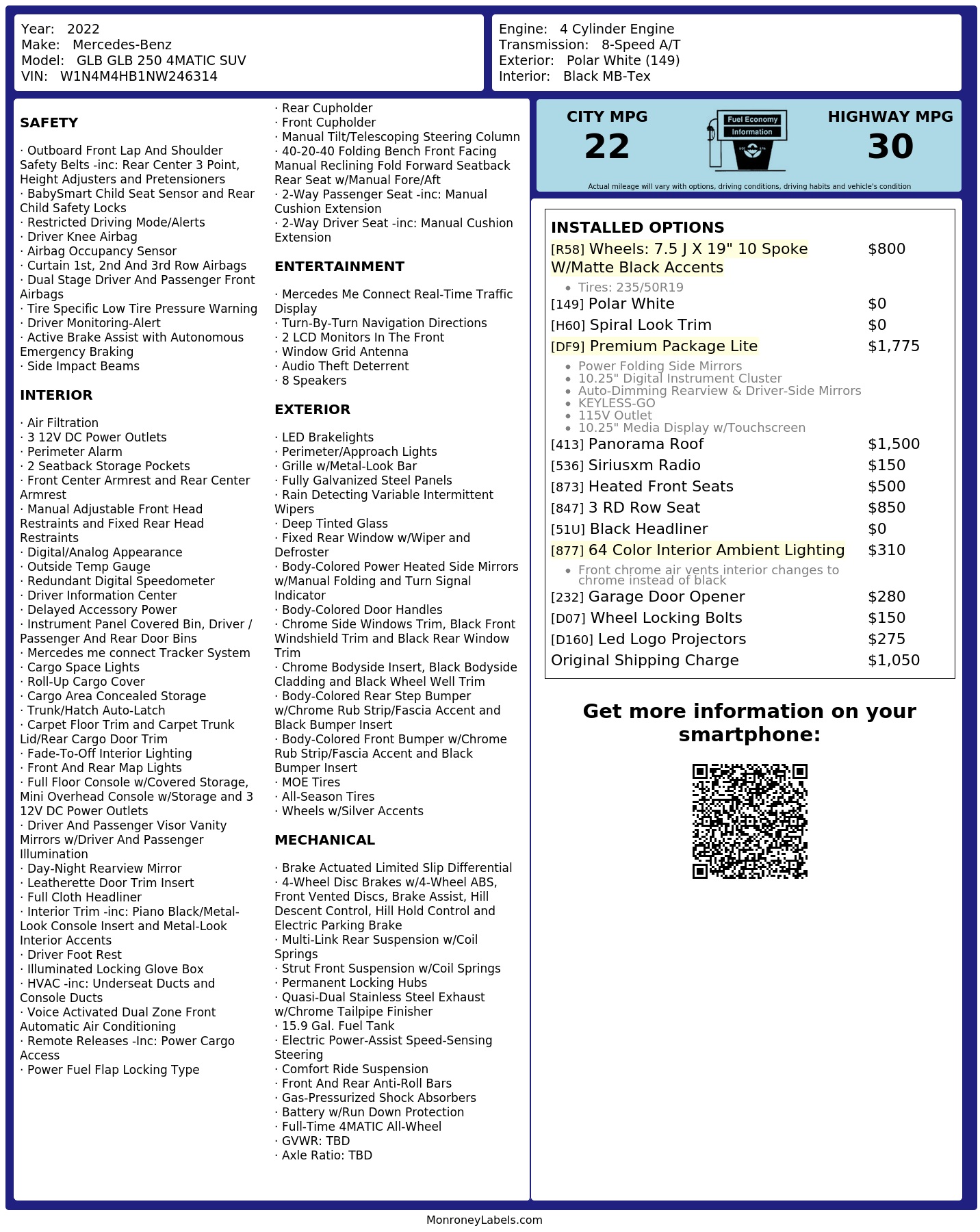 Monroney Label