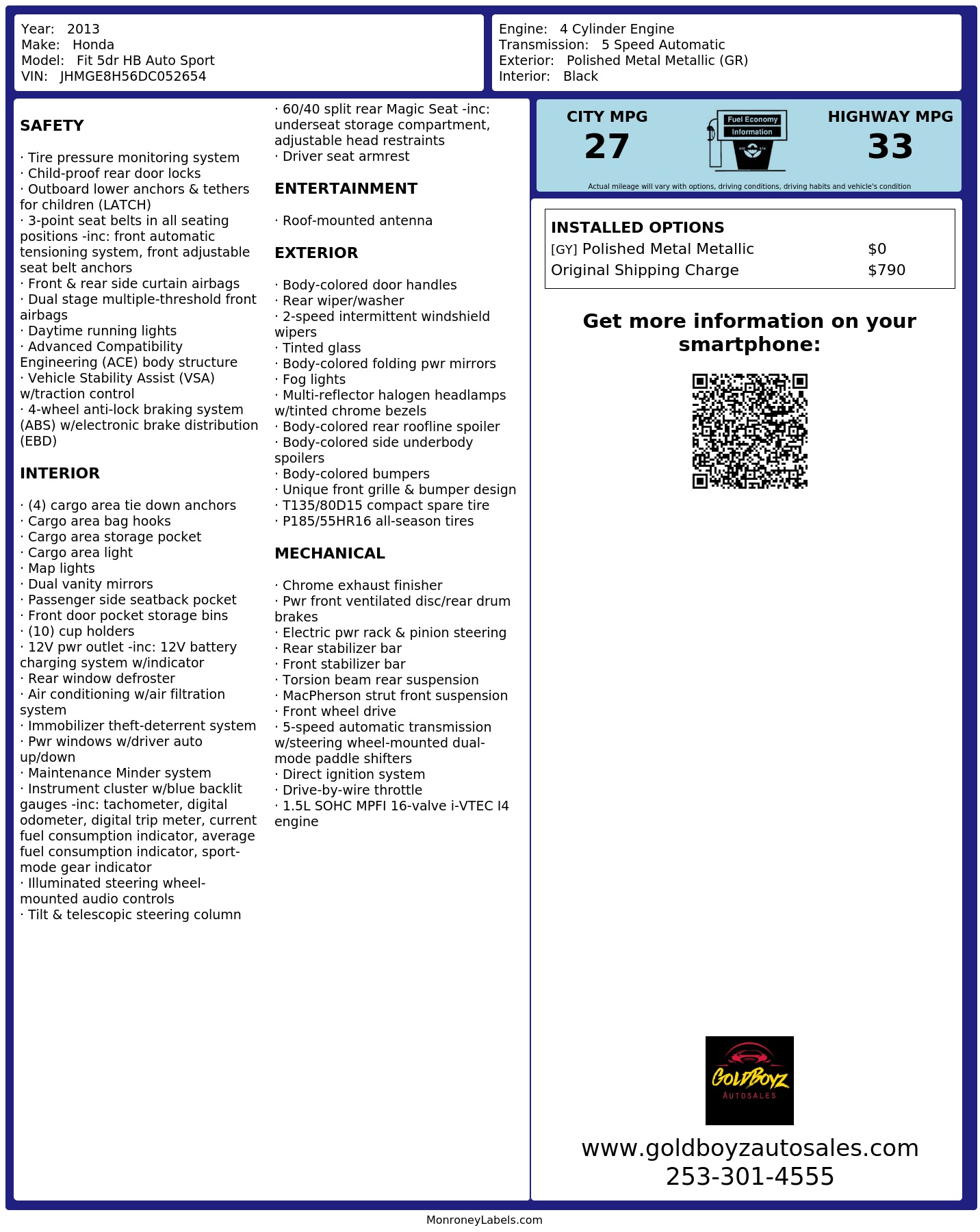 Monroney Label