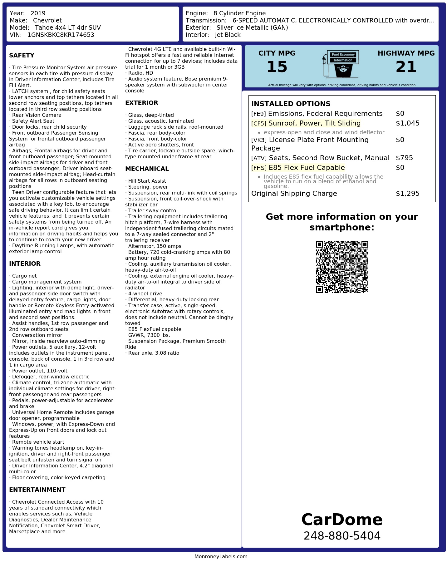 Monroney Label