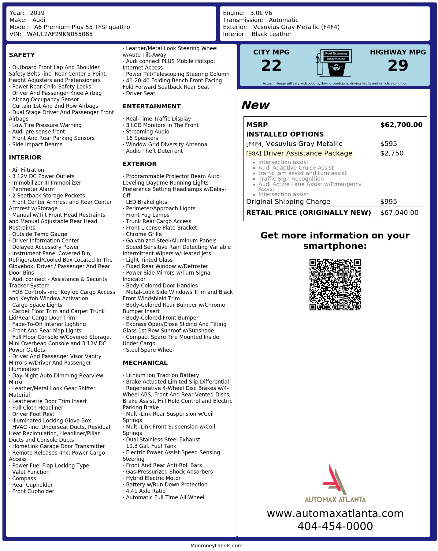 Monroney Label