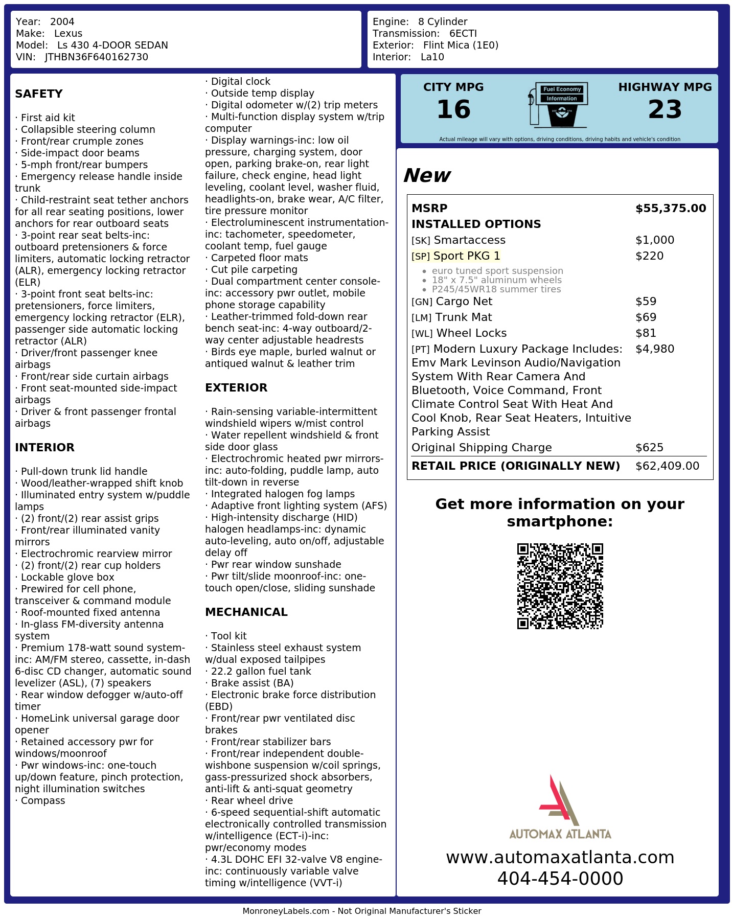 Monroney Label