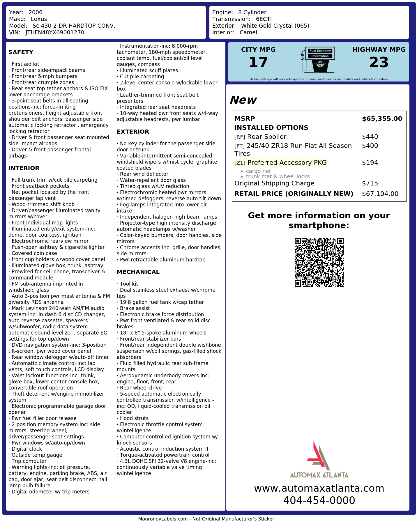Monroney Label