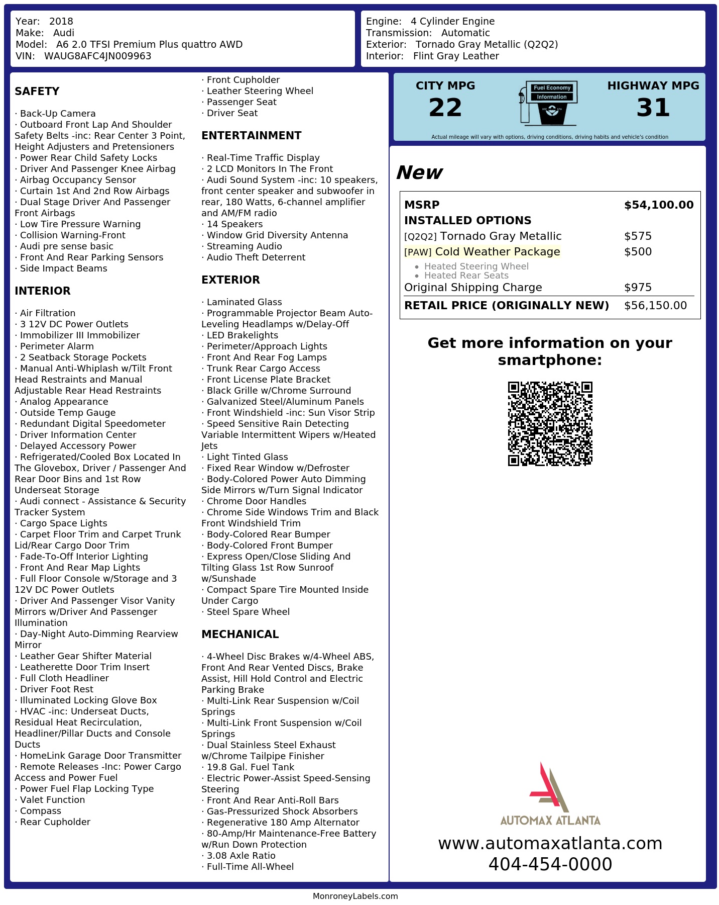 Monroney Label
