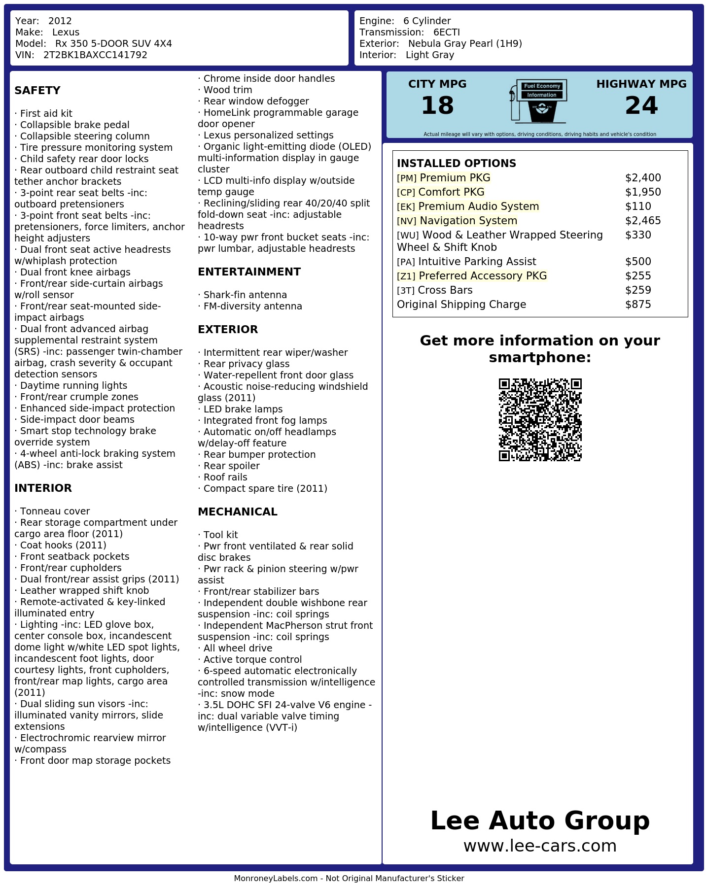 Monroney Label