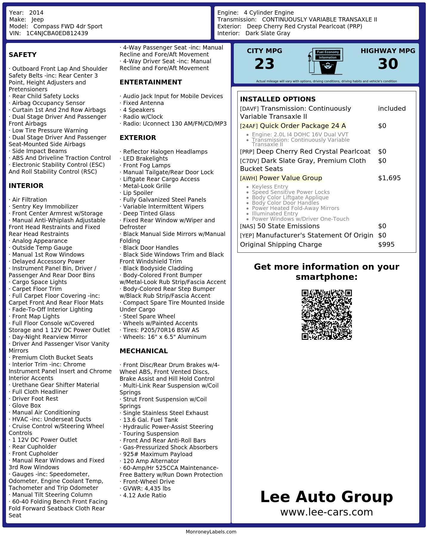 Monroney Label