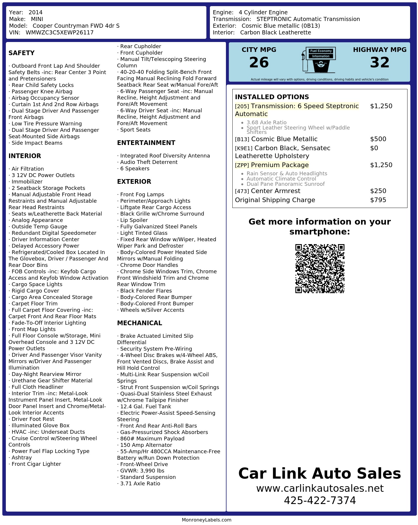 Monroney Label