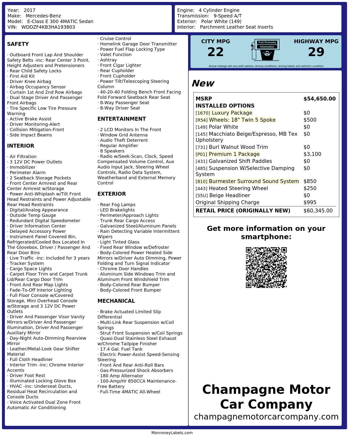 Monroney Label