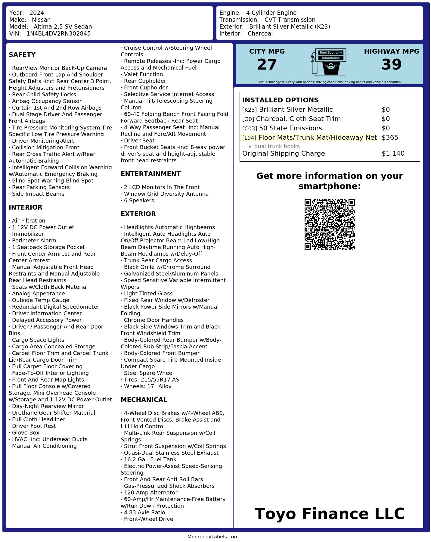 Monroney Label