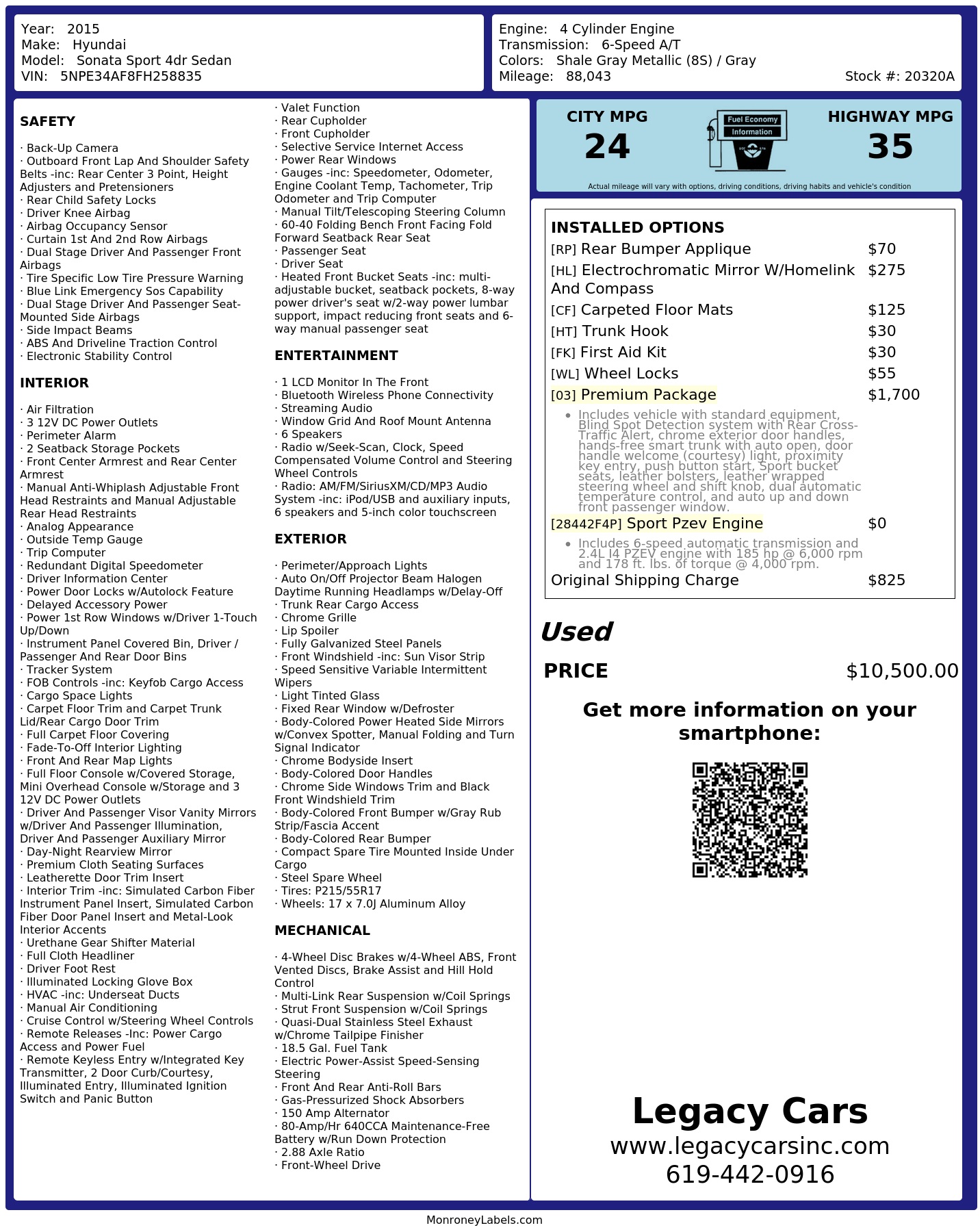 Monroney Label