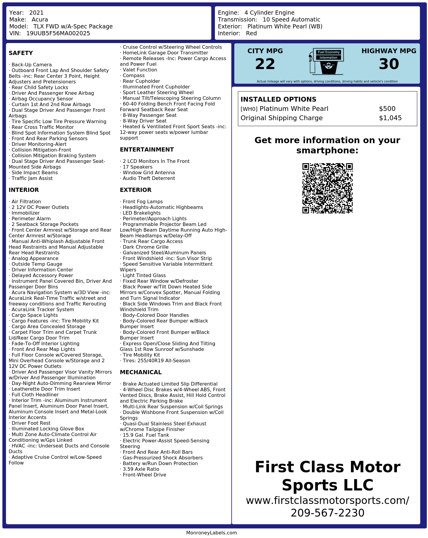 Monroney Label