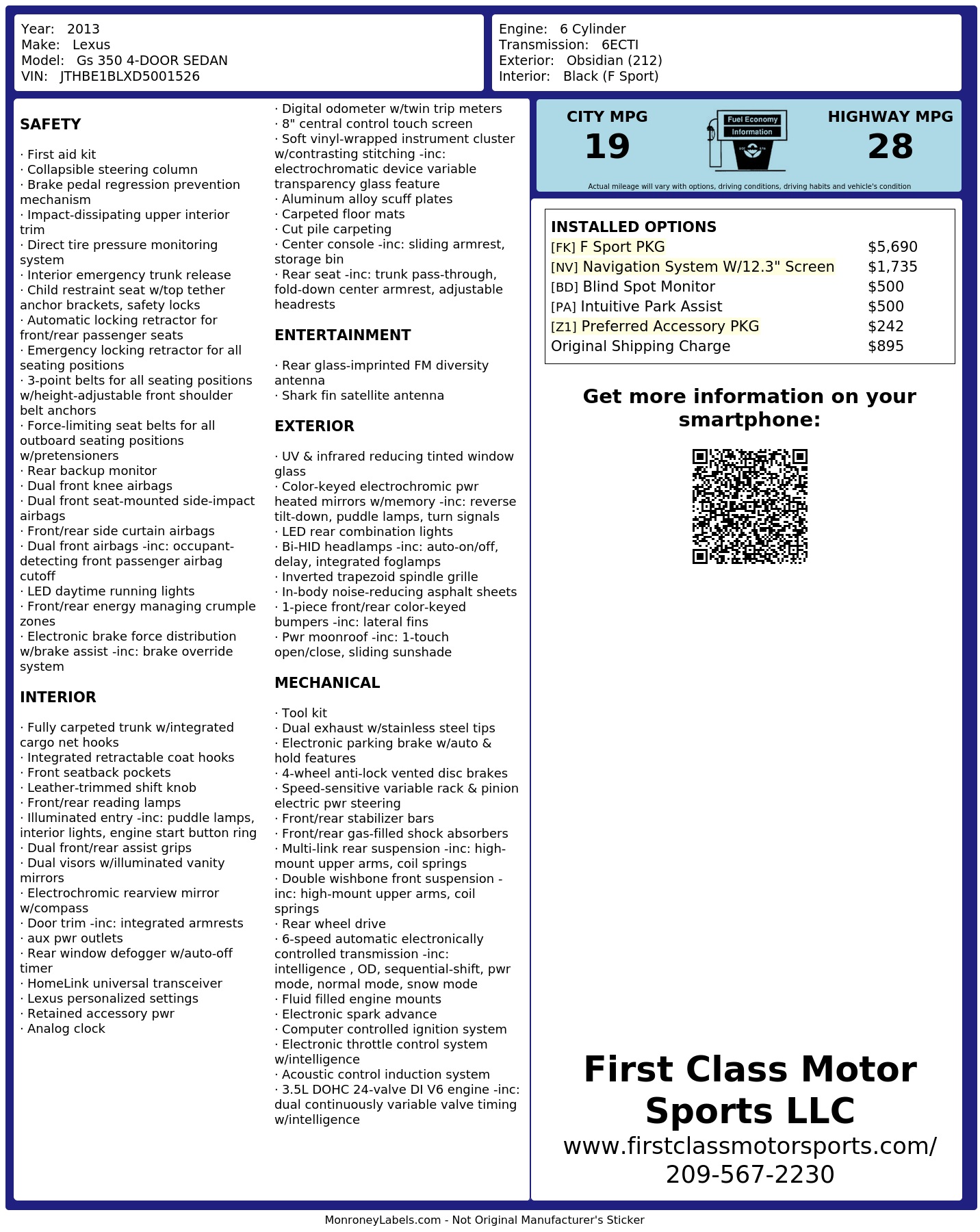Monroney Label