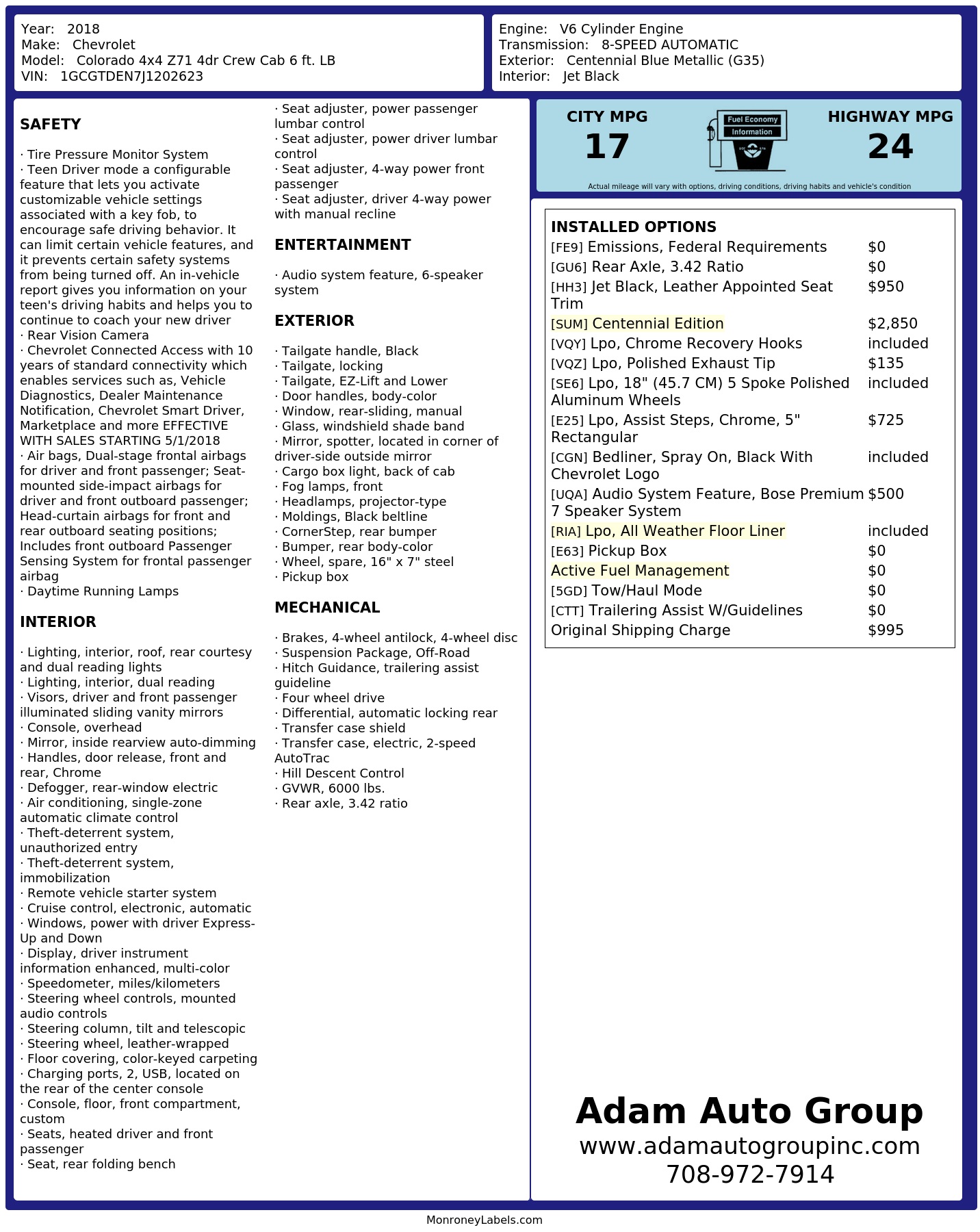 Monroney Label