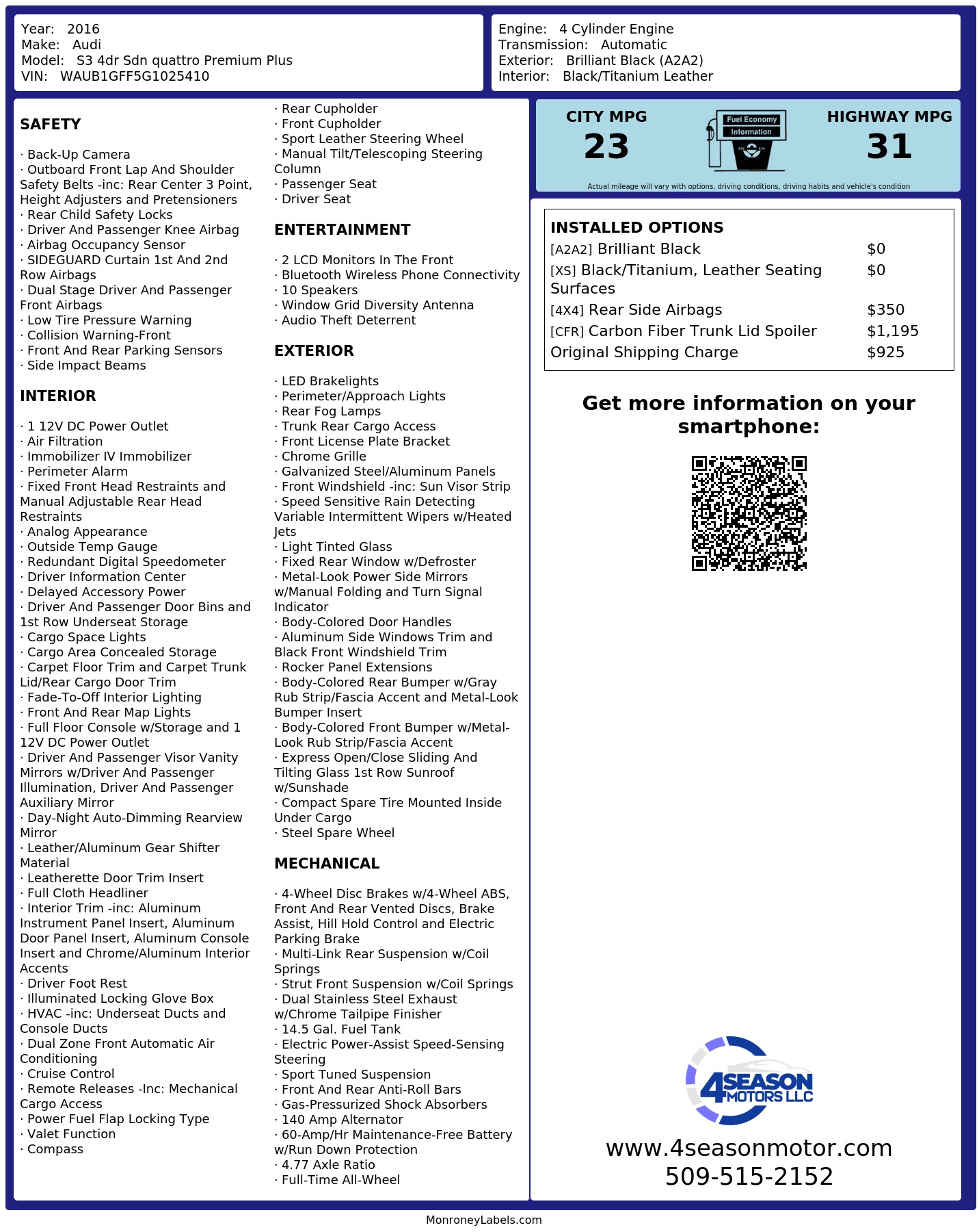 Monroney Label