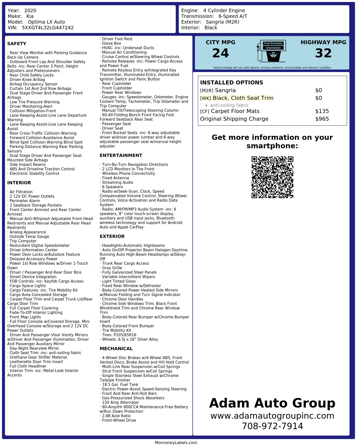 Monroney Label