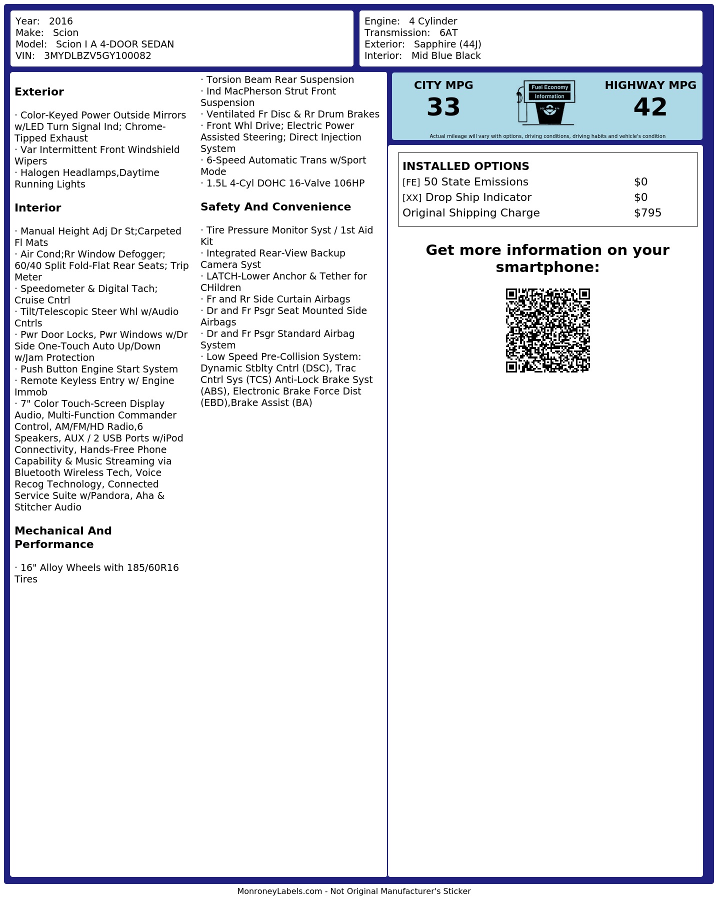Monroney Label