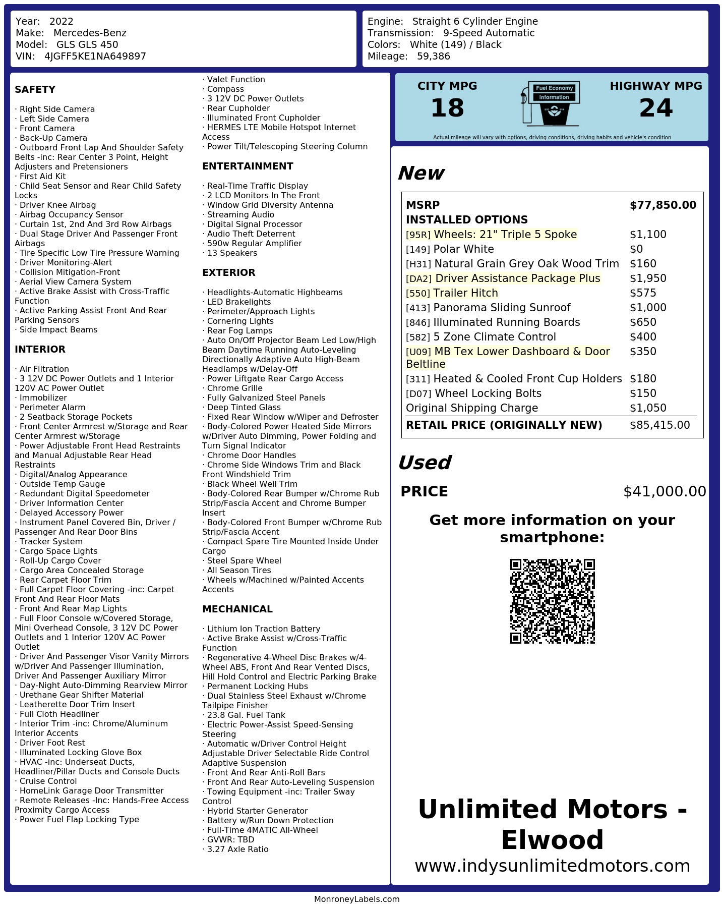 Monroney Label