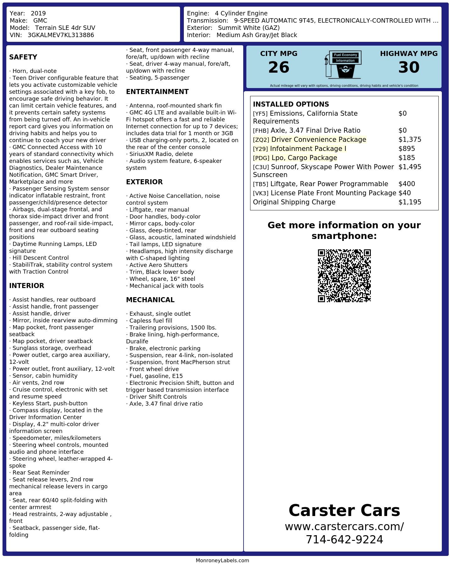 Monroney Label