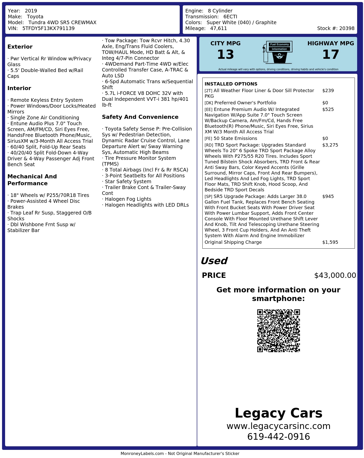 Monroney Label