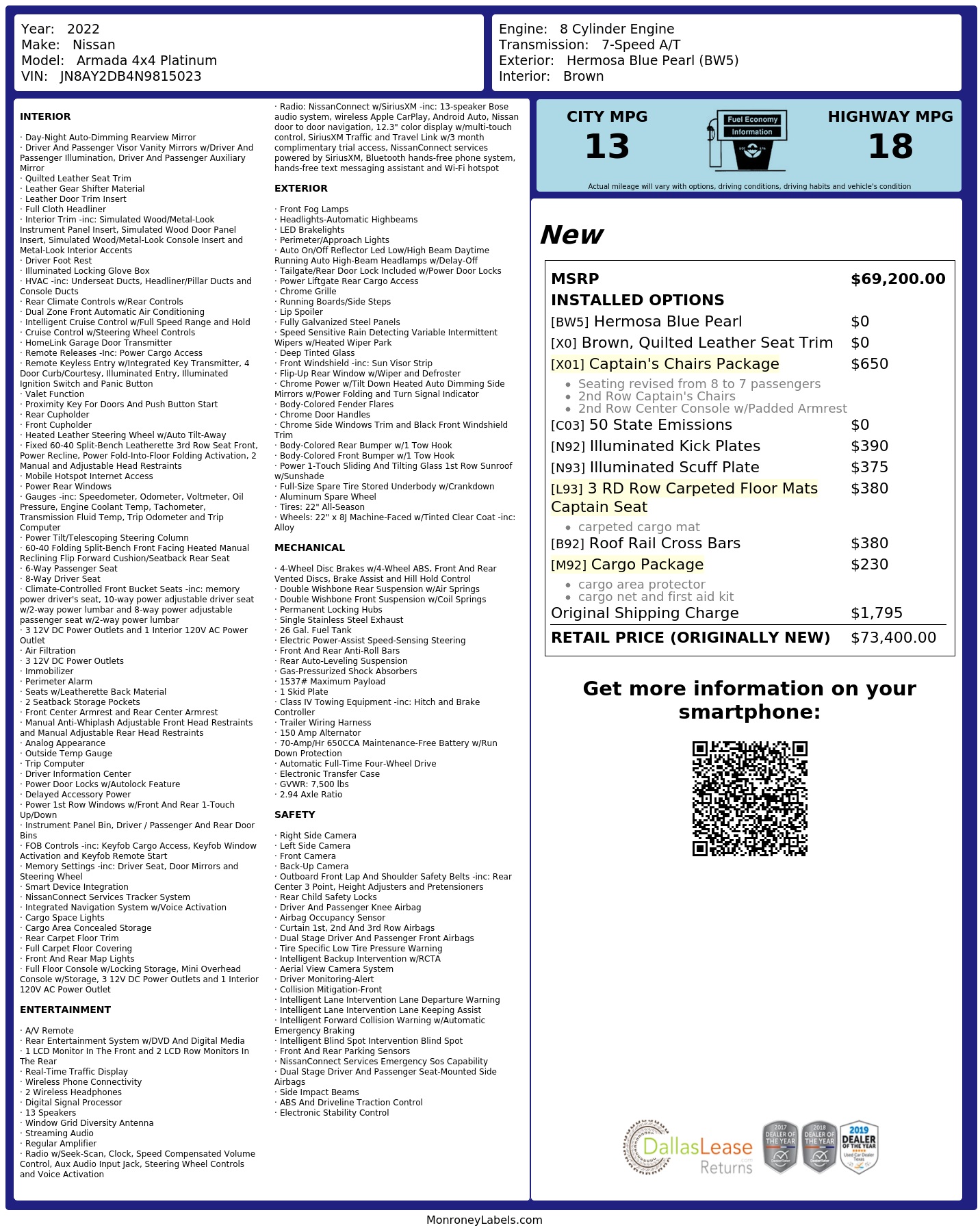 Monroney Label